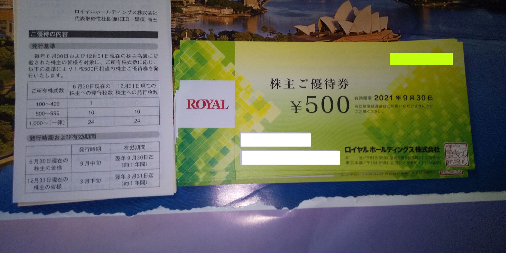 0925 ロイヤルホールディングス株主優待券到着 Dance With The Market