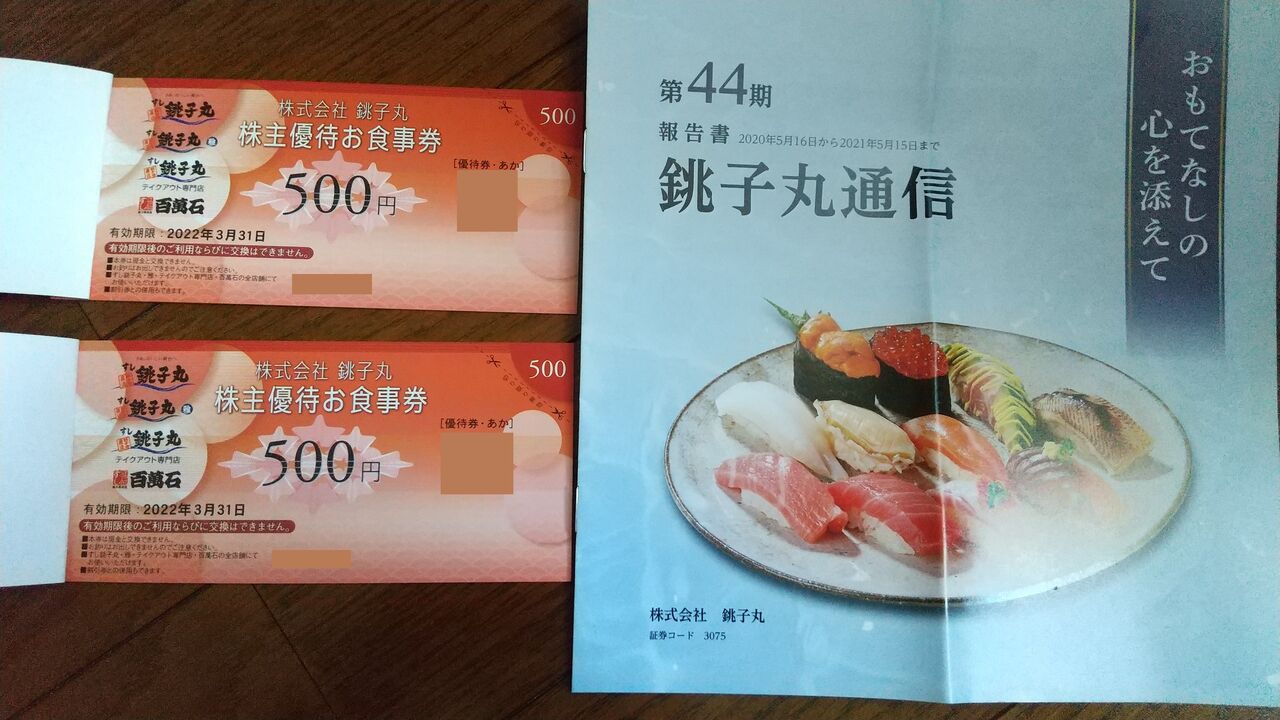 21年8月10日 銚子丸株主優待券到着 Dance With The Market