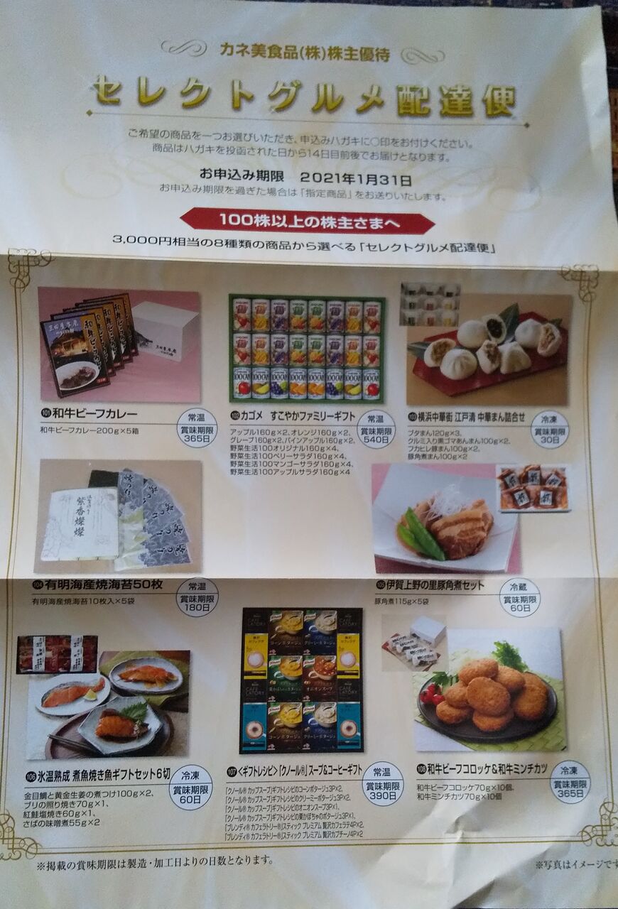 1031 カネ美食品株主優待案内到着 Dance With The Market