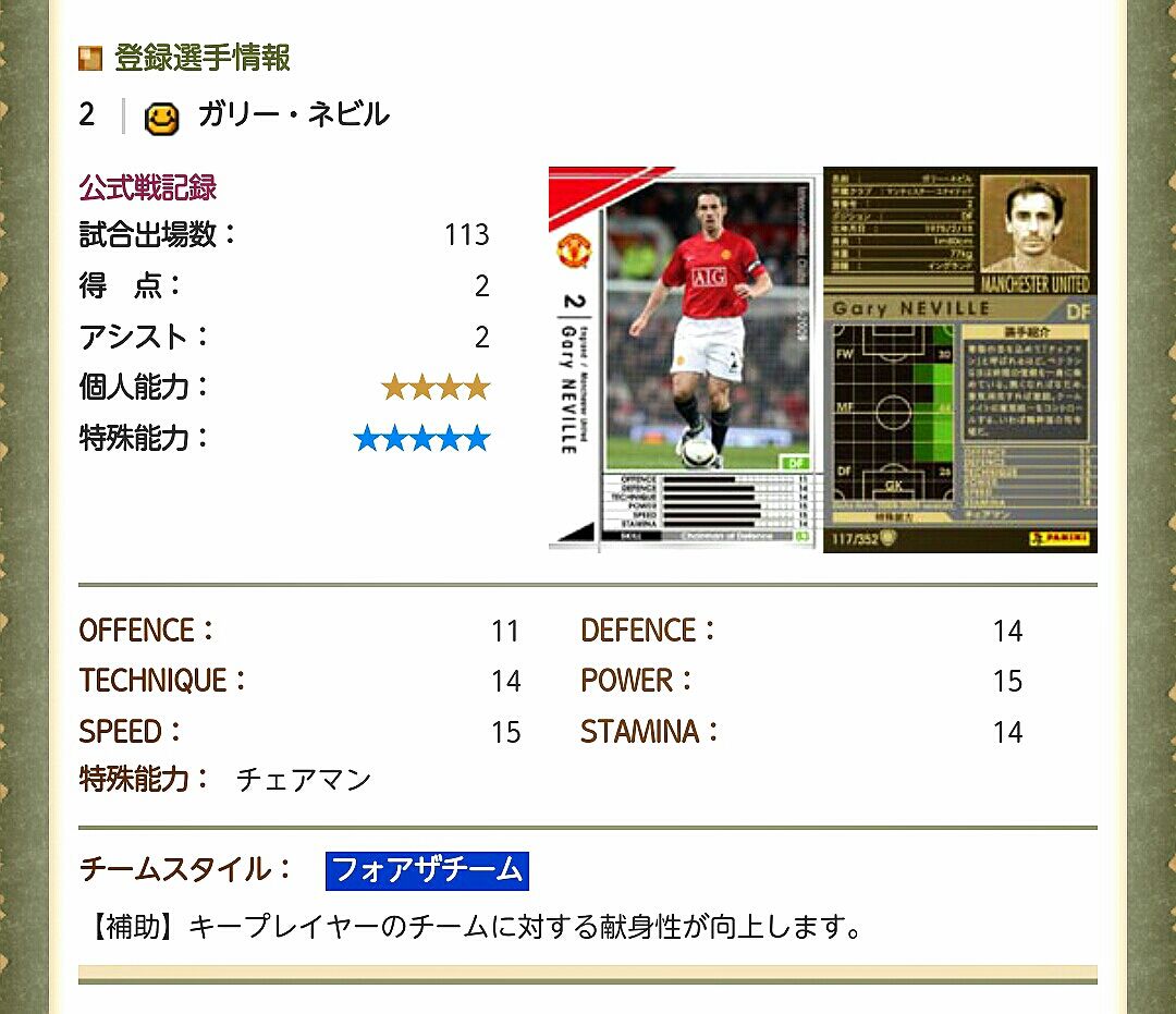 08 09 白 ガリー ネビル 使用感 Wccfもブログも始めてみました 08 09 白 ガリー ネビル 使用感 Wccfもブログも始めてみました