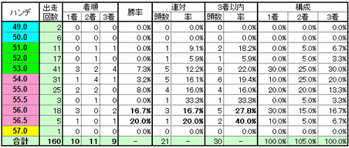 ハンデ別実績