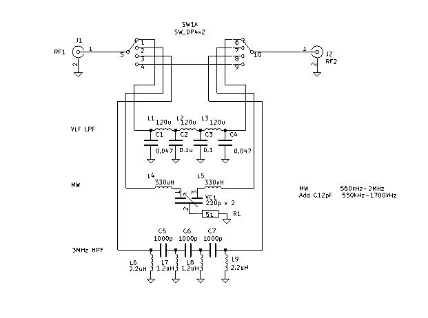 BCL、SWL受信機用入力フィルター : 7L4WVU 自作アマチュア無線局