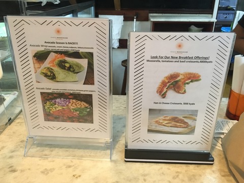 Yangon Bakehouse_朝食・昼食メニュー1
