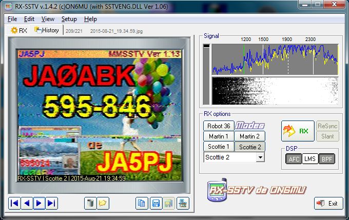 RTL-SDR アマチュアSSTV 7MHzをRX-SSTVで受信してみましょう。（第38
