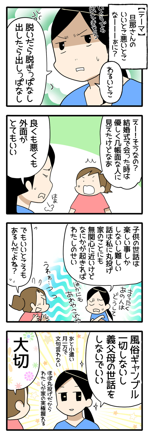 だんなさんのいいとこわるいとこ