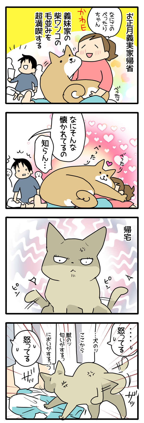 義実家帰省で妬く猫