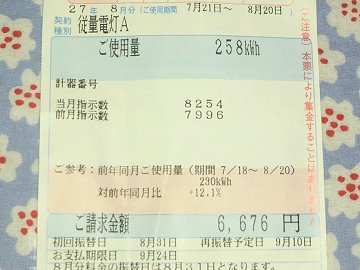 のほほん 電気代