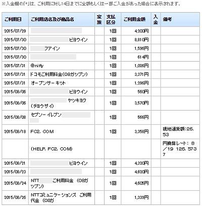 のほほん　セゾンカード　９月請求２