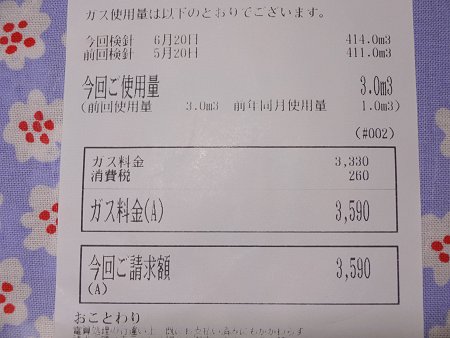 私のLPガス代 2016-6