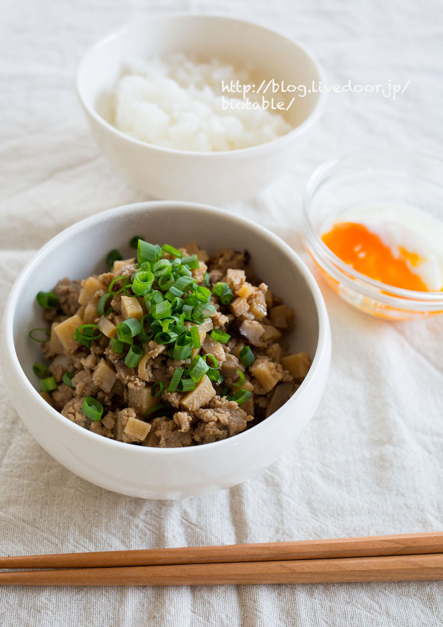 レシピ ご飯のっけが最高 筍の中華風そぼろ炒め Bio Table レシピ ご飯のっけが最高 筍の中華風そぼろ炒め Bio Table