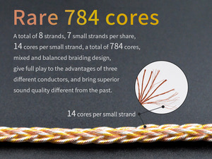 KZ 8 Core Gold Silver and Copper Mixed (784 core) Upgrade Cable