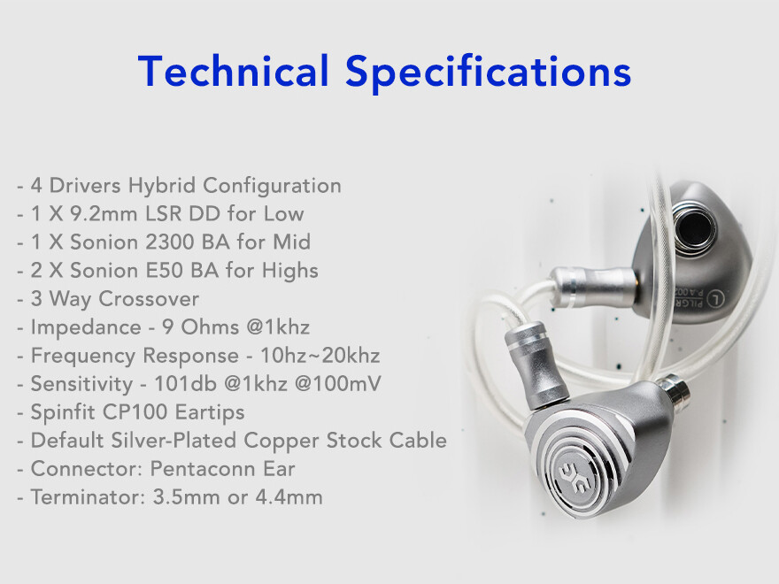 Elysian Acoustic Labs PILGRIM イヤホン Elysian Acoustic Labs PILGRIM」 LSRドライバー&Sonion製3BA構成