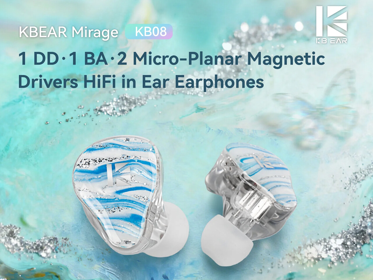 kbear mirage kb08のブルー KBEAR KB08 Mirage」 透明感のあるクリアシェルと聴きやすく自然な