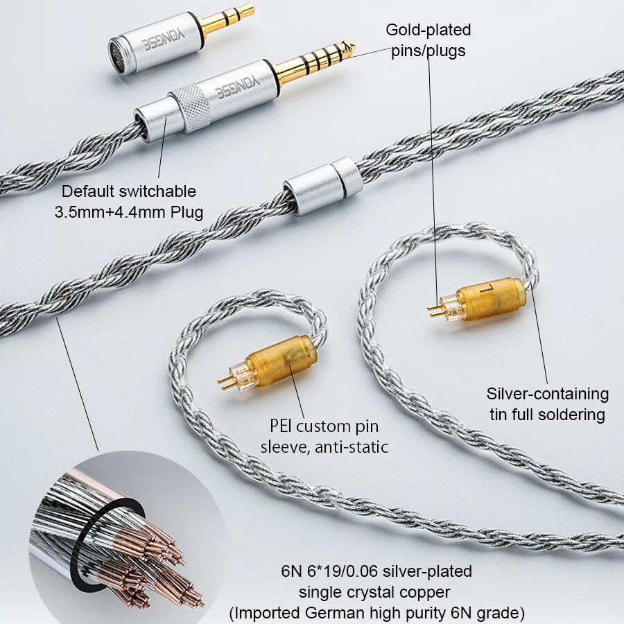 【1点限定】ついに7N超冷凍製単結晶銅銀メッキ最高スペックIE500/2.5mm ついに7N 超冷凍製単結晶銅銀メッキ！最高スペックリケーブル3.5mm/