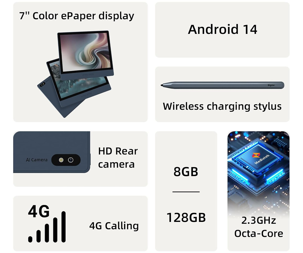 Bigme B7」 7インチカラーパネル対応 Android & 4G搭載で様々な電子