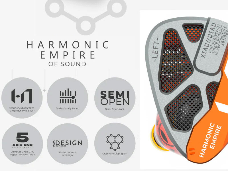 HarmonicEmpire XiaoQiao 3.5mm版 半開放型イヤホン Harmonic Empire XiaoQiao」 メカニカルなシェルデザインに