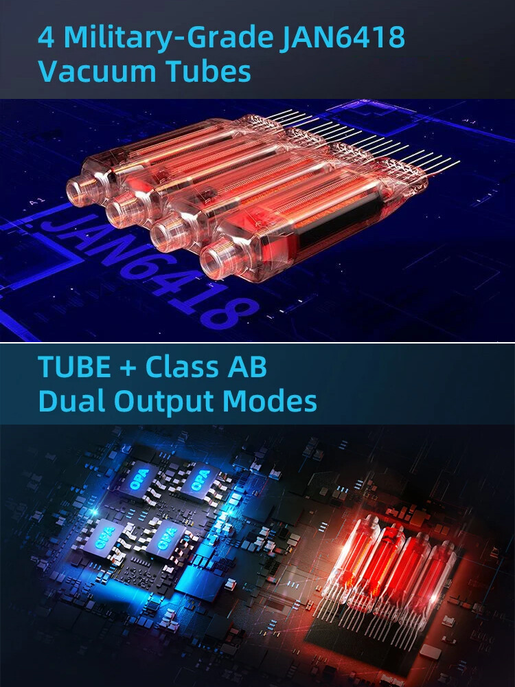 フリーメイソンのアジア管理 iBasso PB6 MACAW」 JAN6418真空管を4基搭載。TUBE/ClassABモード切替