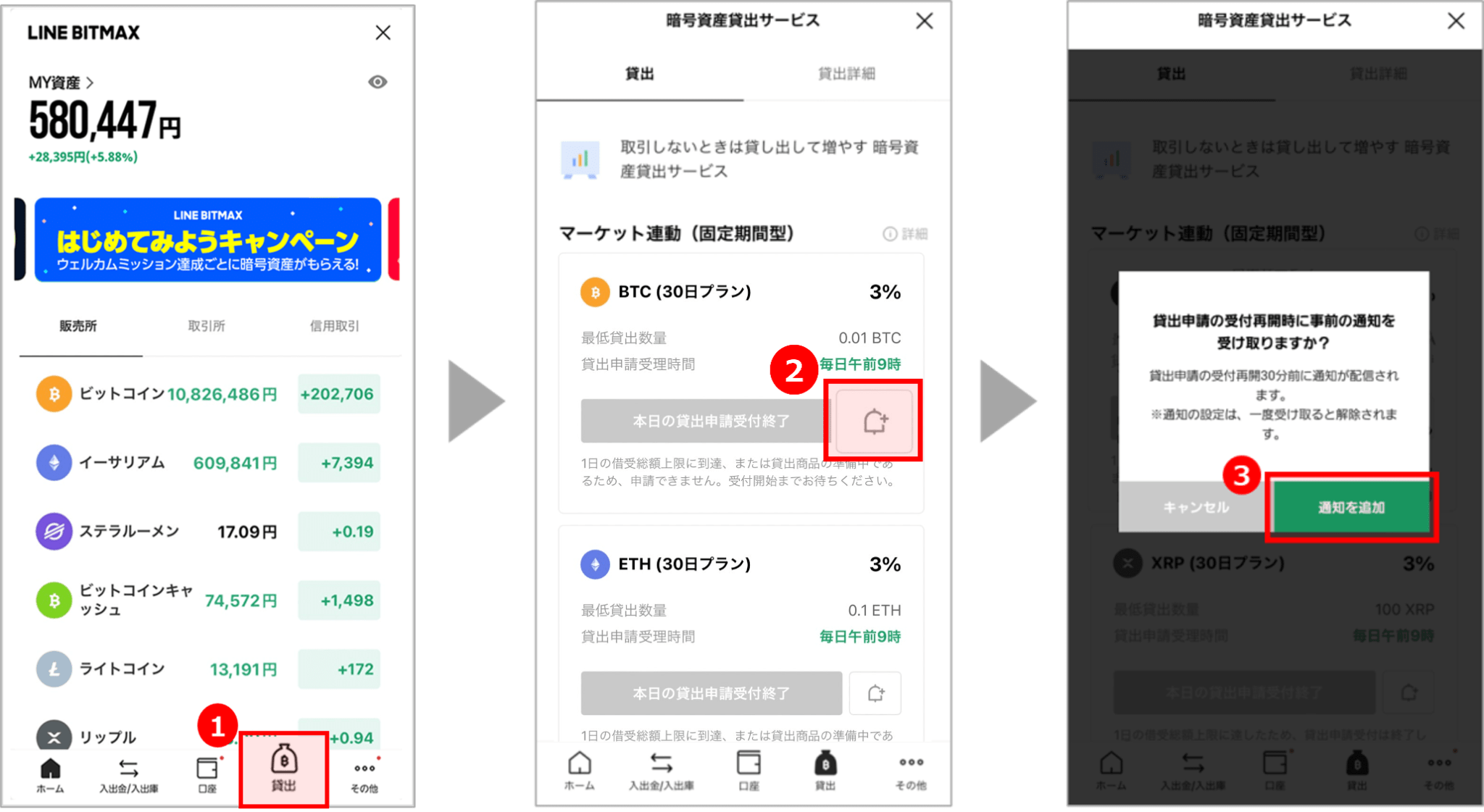 暗号資産貸出サービス マーケット連動（固定期間型）の使い方 : LINE BITMAX 公式ブログ