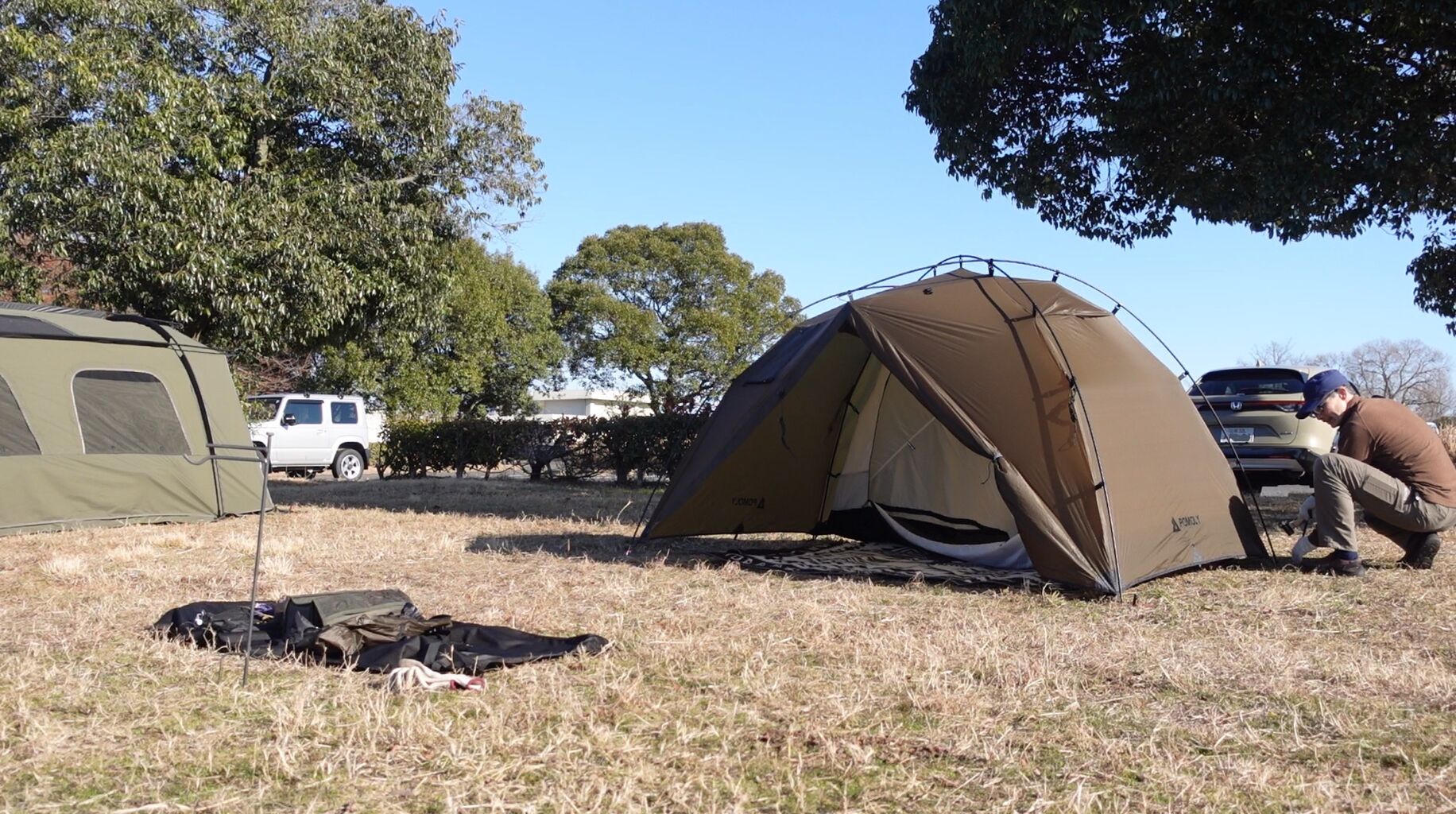 ソロ用ホットテント Dune Soloで薪ストーブキャンプ(設営編) : Biwako Camp