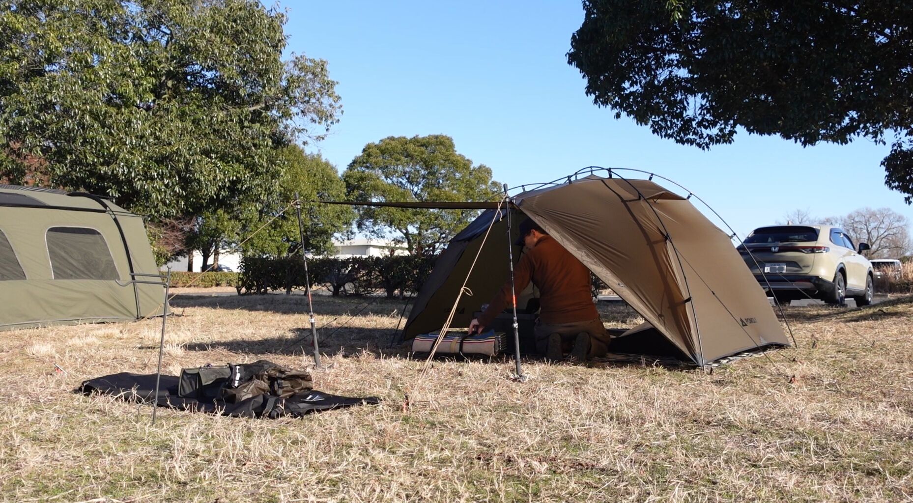 ソロ用ホットテント Dune Soloで薪ストーブキャンプ(設営編) : Biwako Camp
