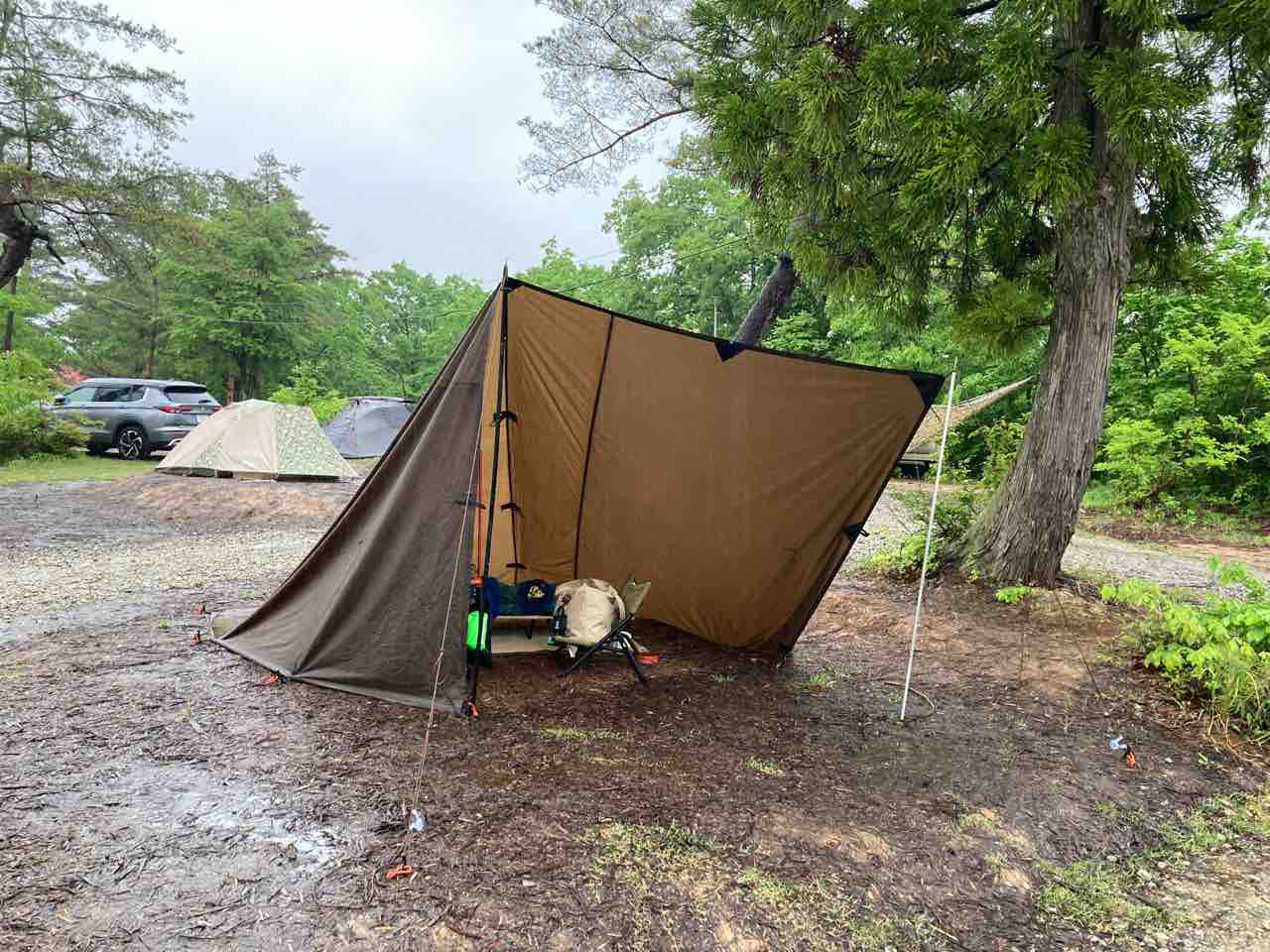 雨キャンプはddタープで Biwako Camp