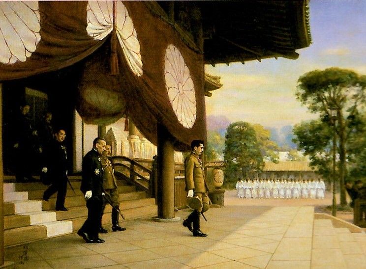 御野立所の観兵式集合写真(昭和天皇/軍人/戦時)額入り