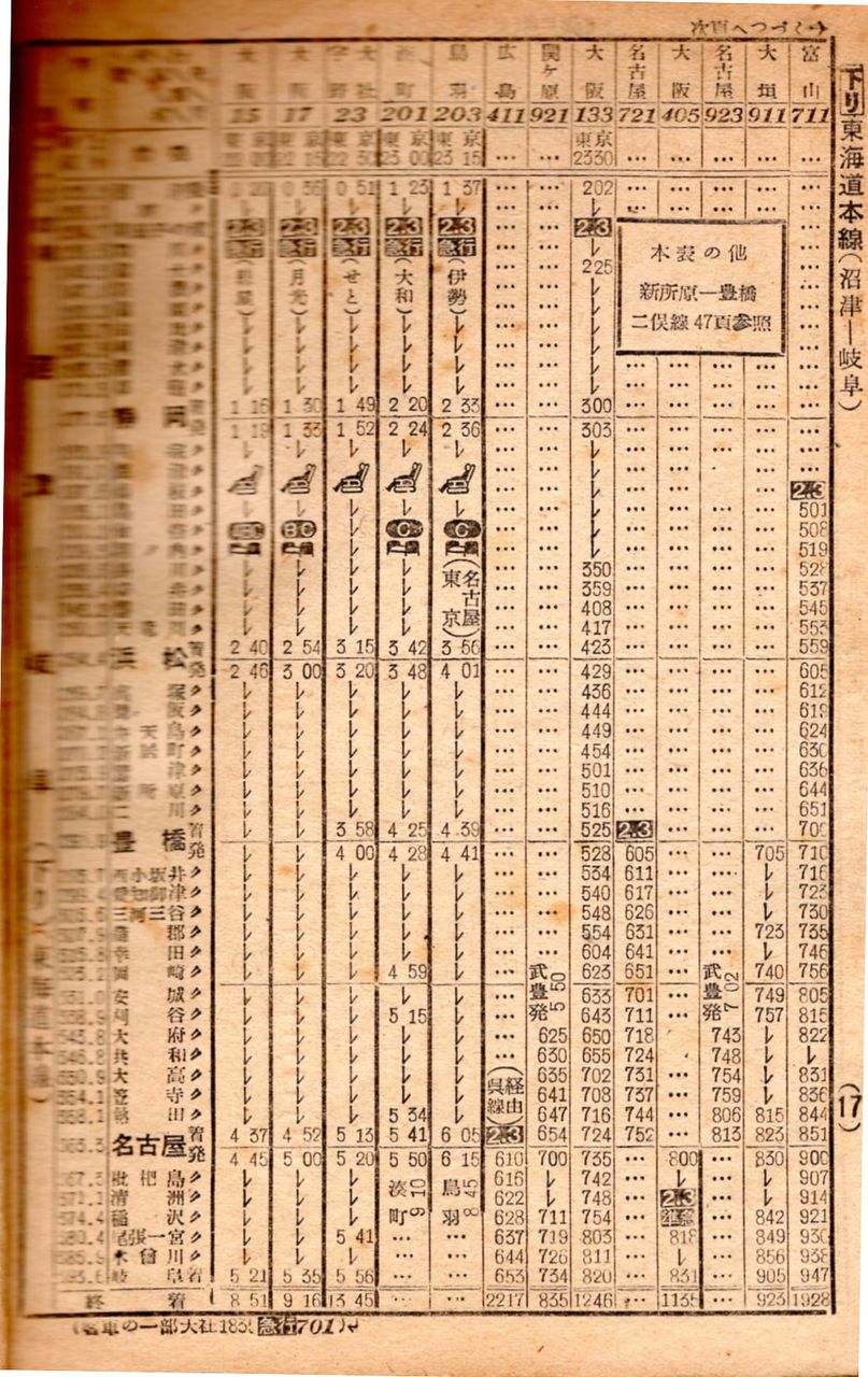 鉄道運行表 昭和30年代? 東海道線 手書き 印刷 新聞 鉄道運行表 昭和30年代? 東海道線 手書き 印刷 新聞