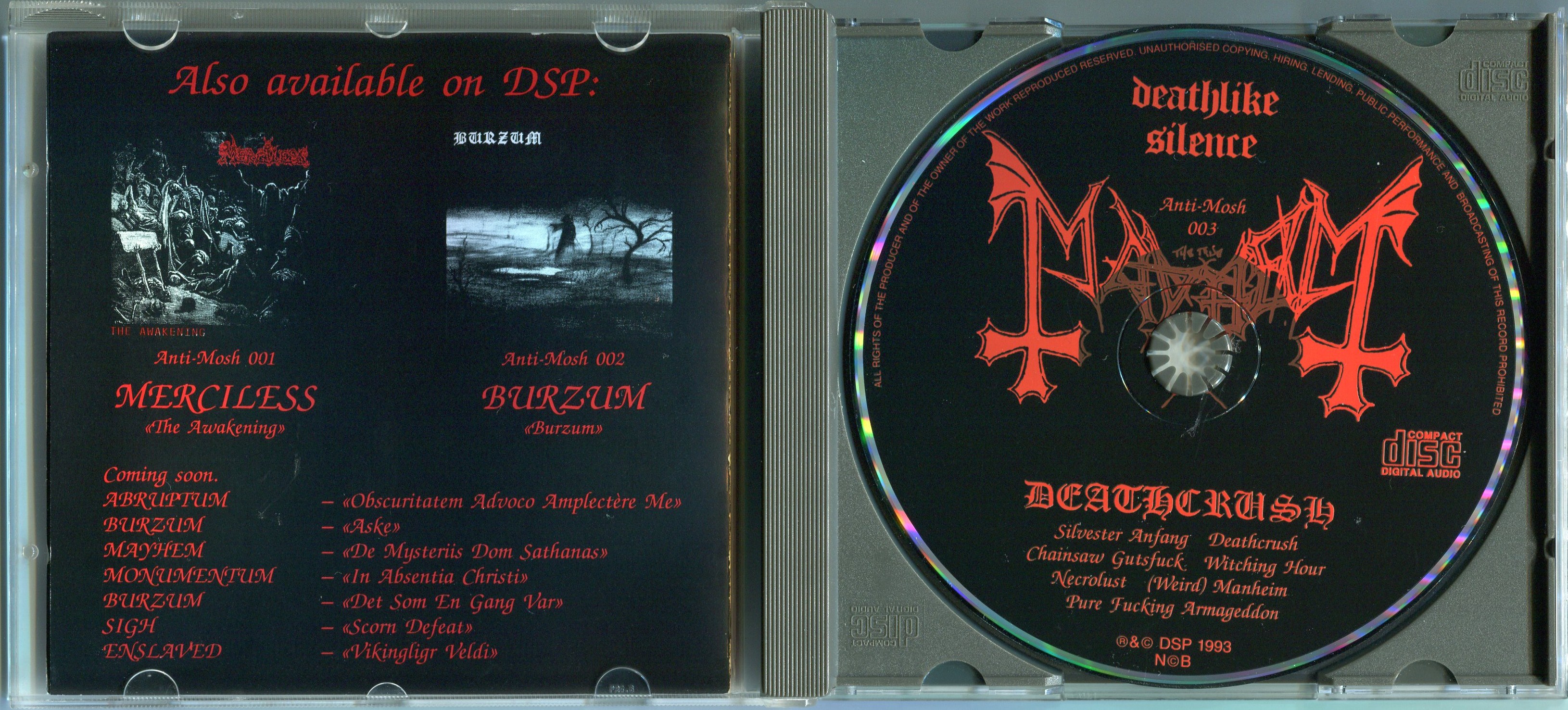 MAYHEM/DEATHCRUSH(1ST PRESS/NO BARCODE) : BLACK & DEATH METAL MANIACS
