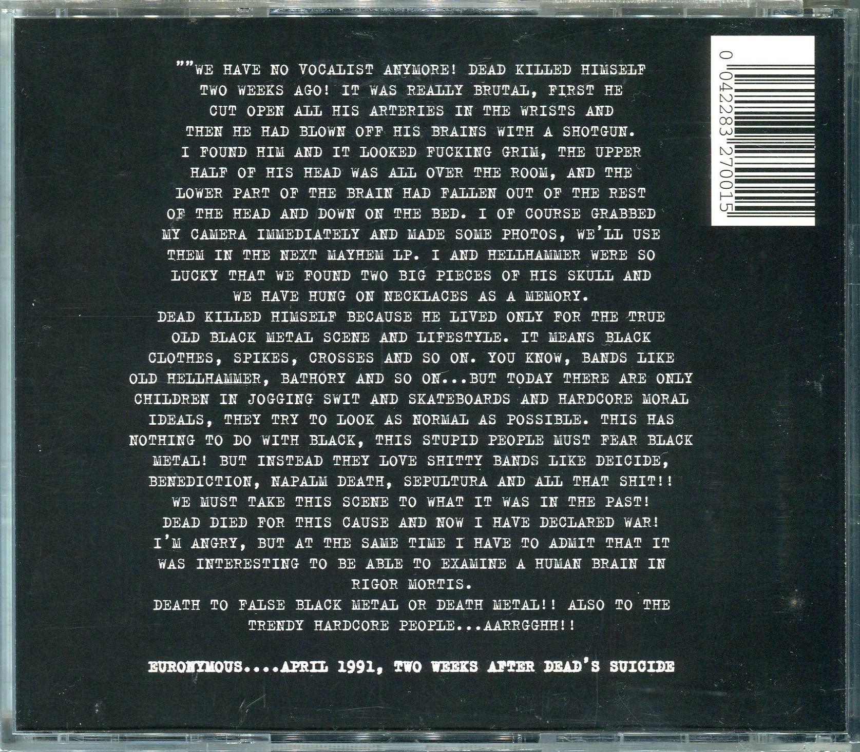 MAYHEM/DAWN OF THE BLACK HEARTS(1ST PRESS/8 SONGS) : BLACK & DEATH 