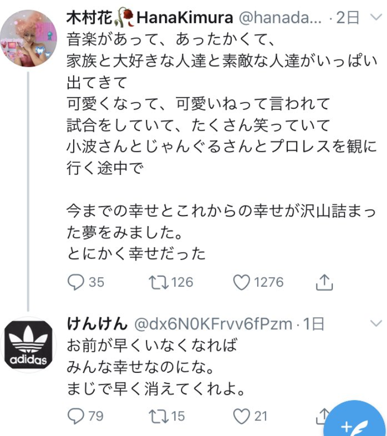 誹謗 中傷 花 木村