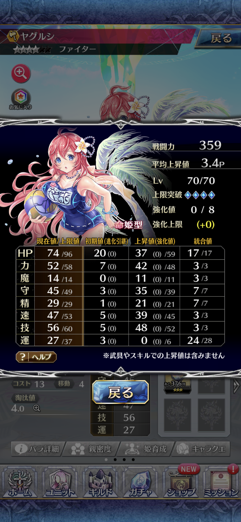 Bloom Blue Blossoms ファンキル ヤグルシ 学園水着ver 命姫 育成