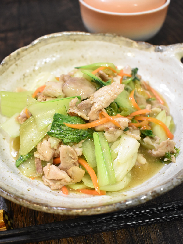 豚肉とチンゲン菜の中華炒め (2)