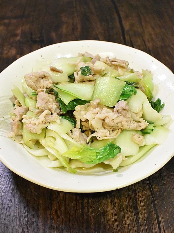 チンゲン菜と豚肉のゆず胡椒炒め (6)