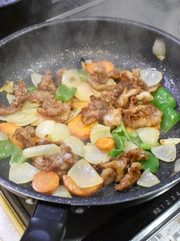 豚肉と揚げ野菜のレモン炒め (8)