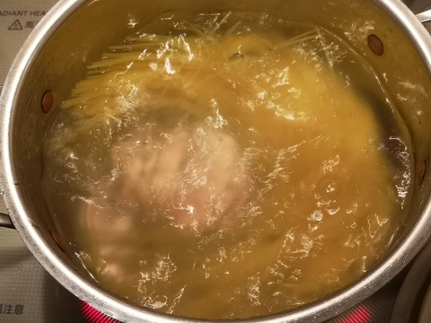 ホタテとほうれん草のクリームパスタ (5)