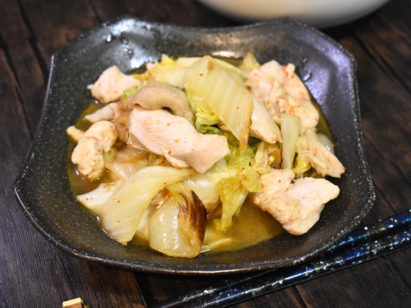 鶏むね肉と白菜のピリ辛炒め (2)