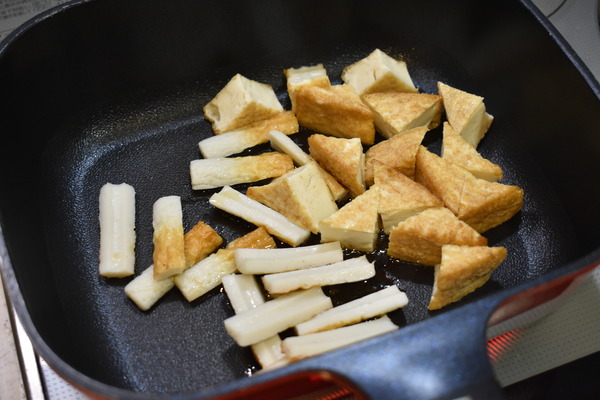 豆苗と厚揚げの甘辛炒め (3)