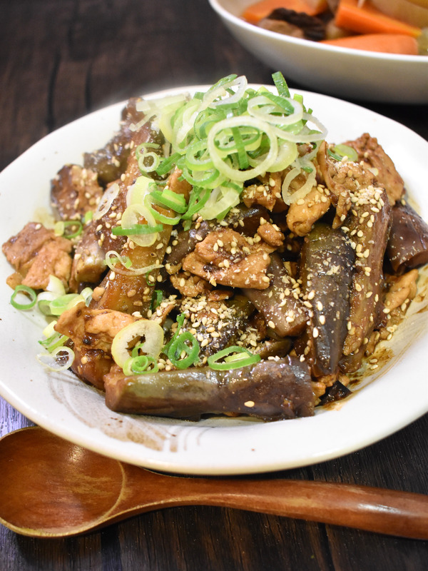 揚げ茄子と豚肉の味噌炒め (2)