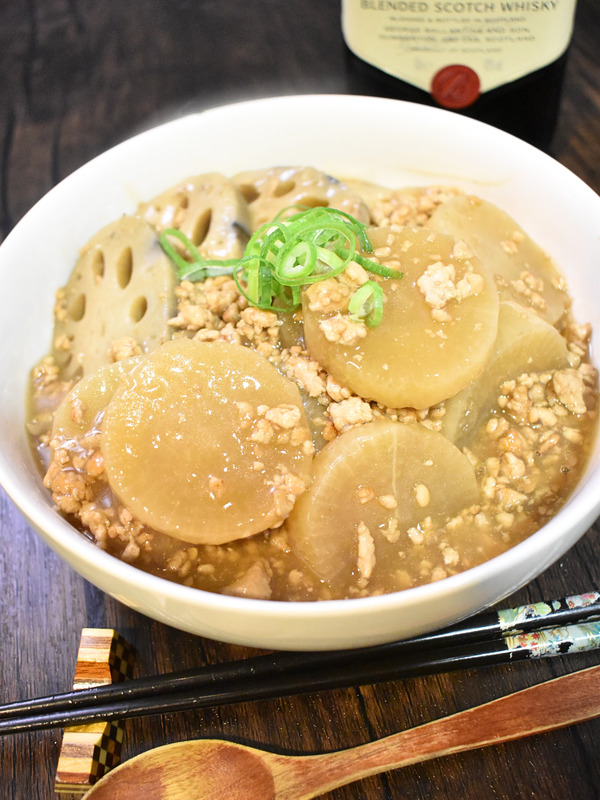 大根と蓮根の鶏そぼろ煮込み (2)