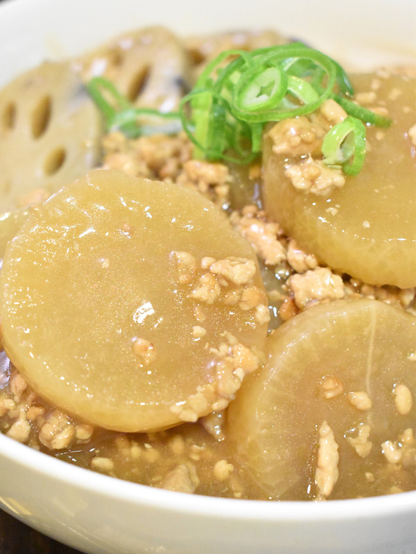 大根と蓮根の鶏そぼろ煮込み (1)