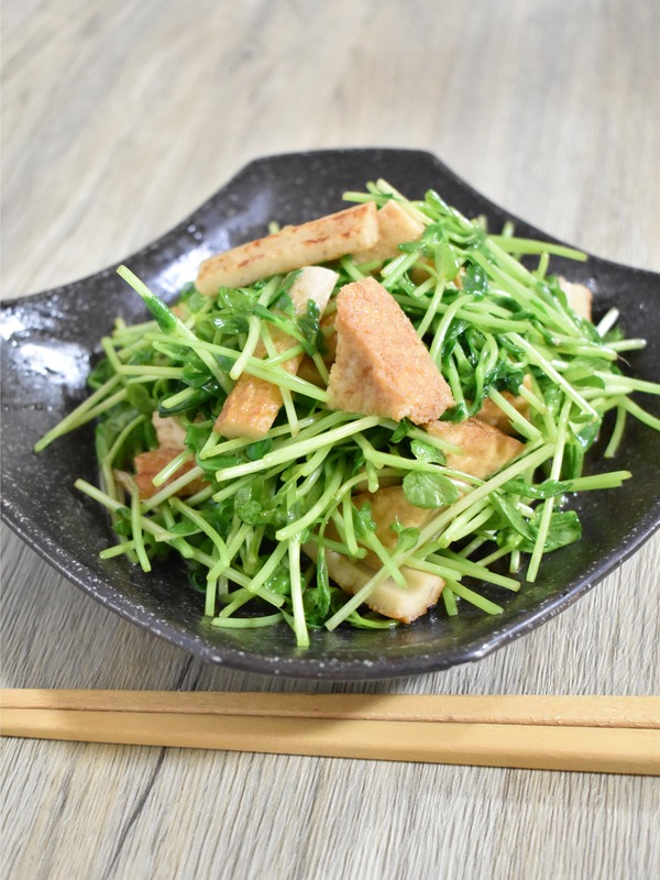 豆苗と厚揚げの甘辛炒め (1)