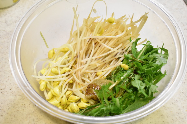 豆もやしと水菜のゆず胡椒和え (4)