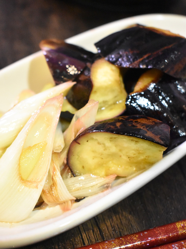 茄子と白ねぎのゆず炒め (1)