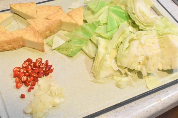 厚揚げとキャベツのピリ辛炒め (3)