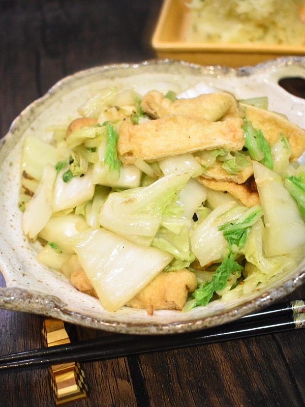 白菜と油揚げの病みつき炒め (2)