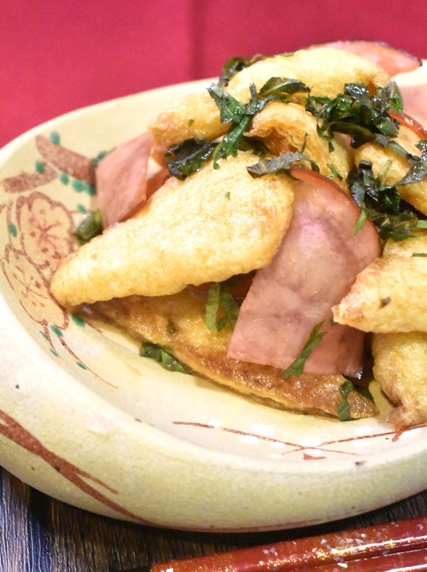 ハムと油揚げの炒め物 (1)