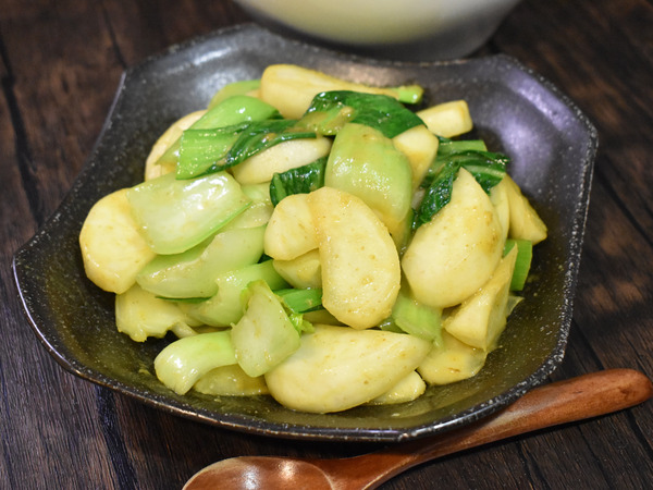 蕪とチンゲン菜のカレー炒め (2)