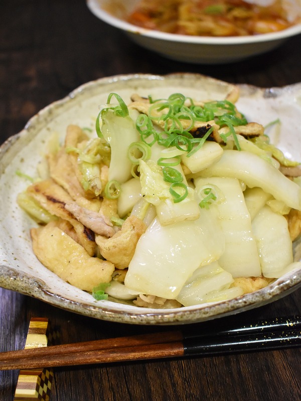 白菜と油揚げの中華炒め (2)