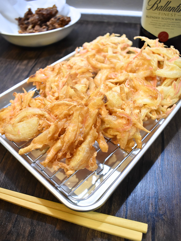 新玉ねぎと紅しょうがのかき揚げ (2)
