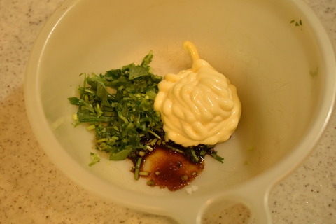 椎茸の三つ葉マヨネーズ焼き (2)